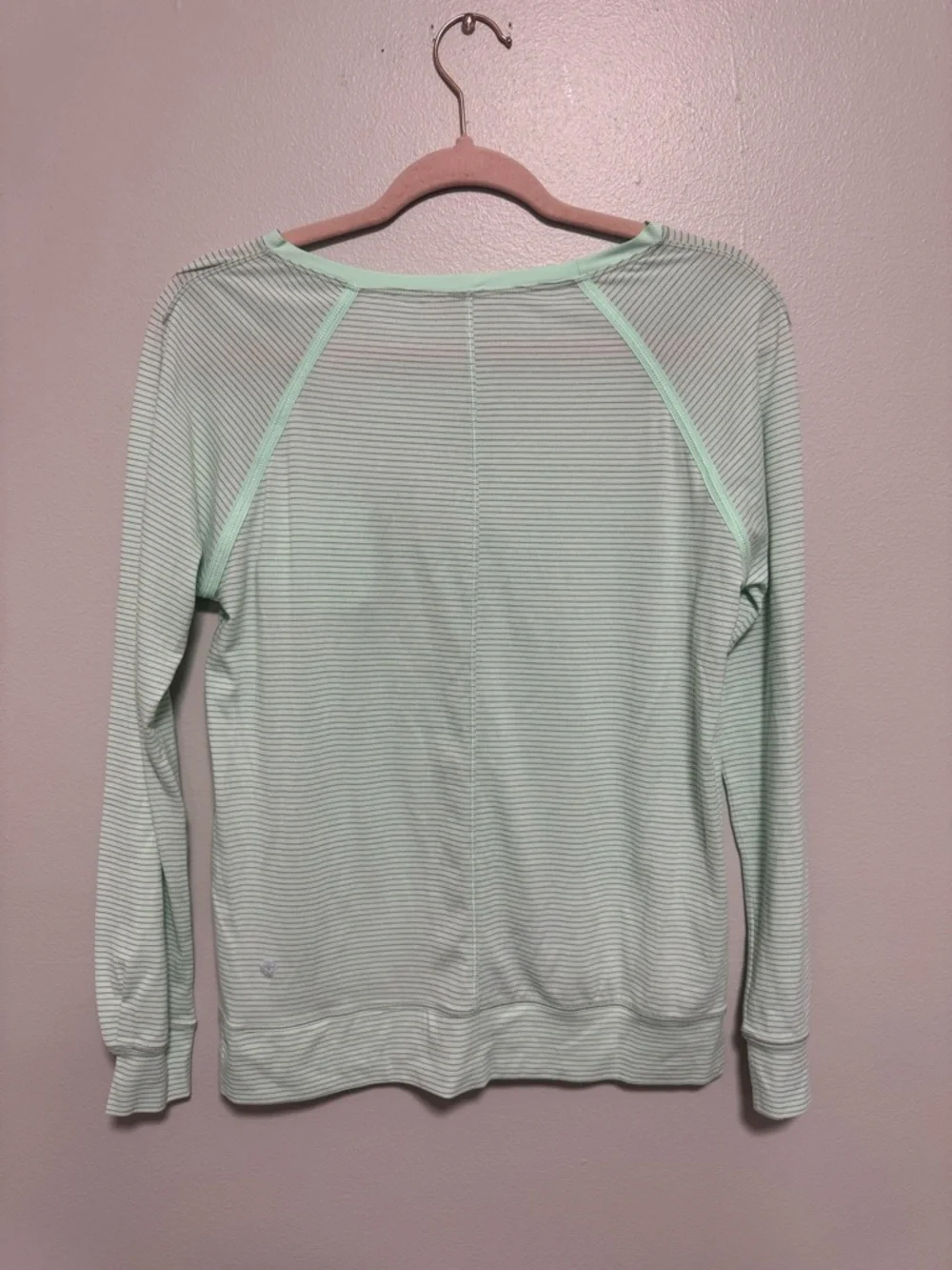 Vintage Lululemon Weightless Crew Mint Green Striped Long Sleeve